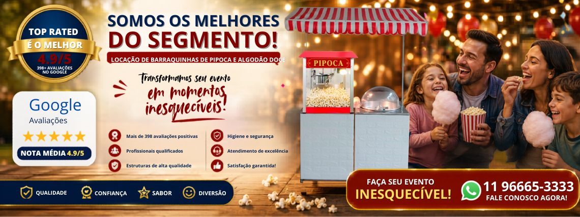 Locação de Barraquinha de Pipoca e Algodao Doce - Festa Aniversário