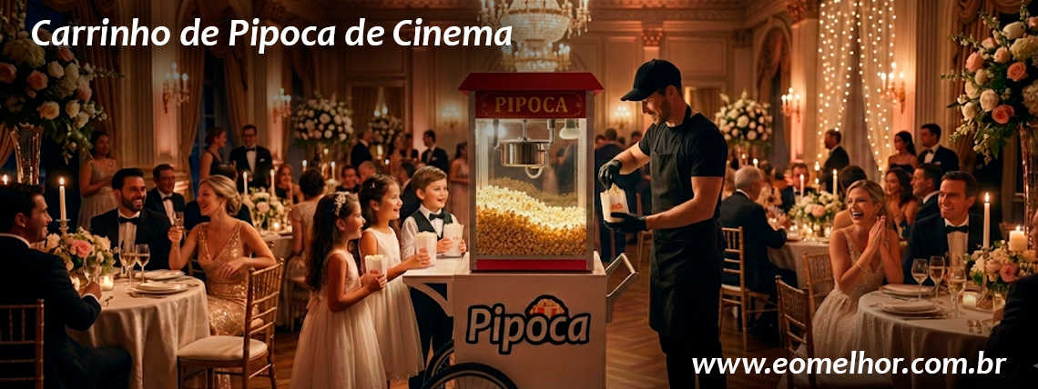 Locação de Carrinho de Pipoca de Cinema Branco