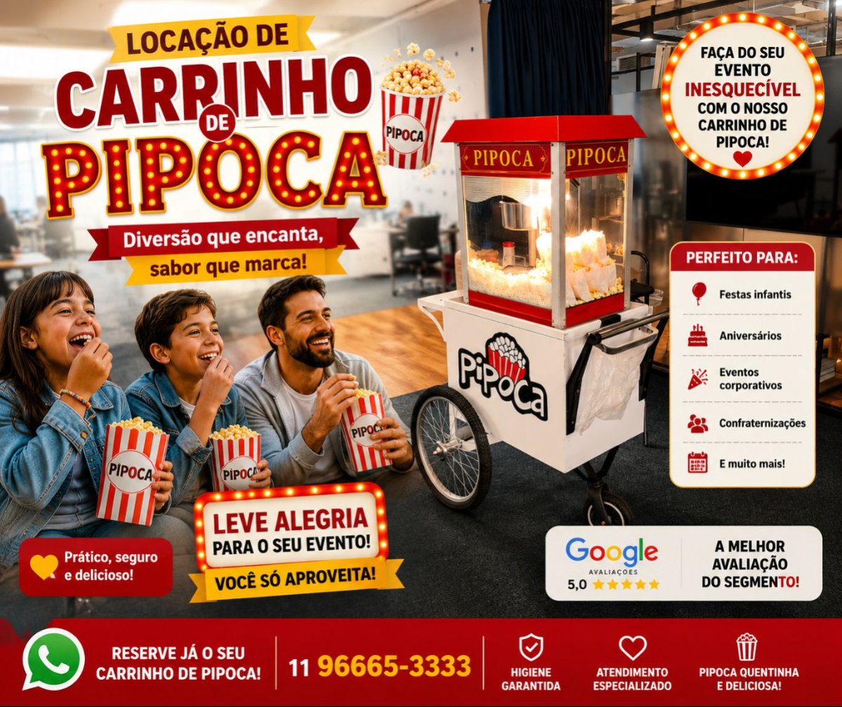 Carrinho de Pipoca de Cinema - Branco