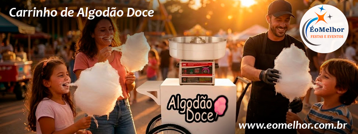 Locação de Carrinho de Algodao Doce Branco