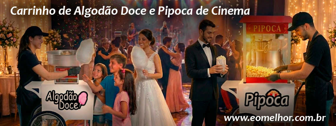 Locação de Carrinho de Pipoca e Carrinho de Algodao Doce Branco