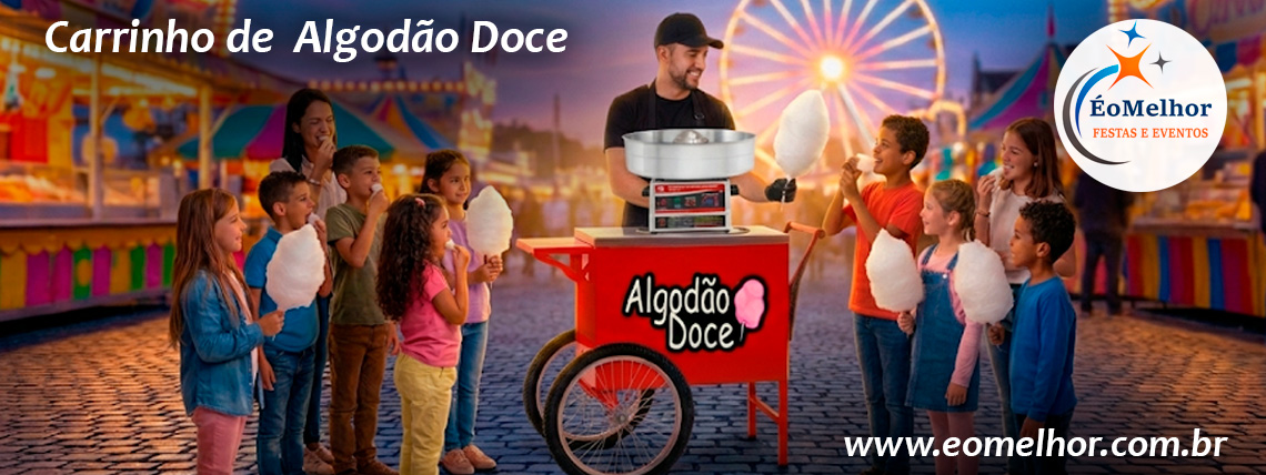 Locação de Carrinho de Algodao Doce Vermelho